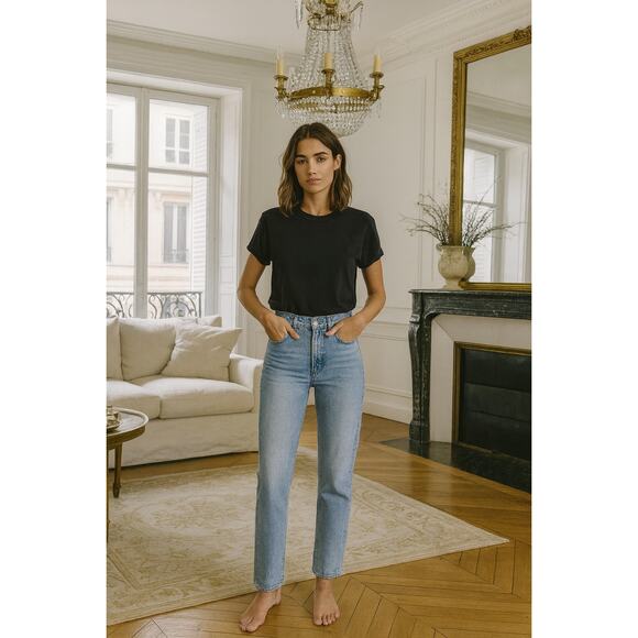 Good American Good Classic Straight Slim High Rise Stretch Jeans Light Wash 4/27 - Picture 1 of 9